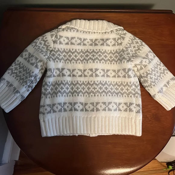 Janie and Jack Fair Isle Shawl Cardigan Herringbone Jogger Hat Pom 0-3m Baby - Picture 5 of 13